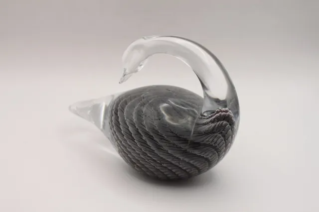 Swedish Art Glass Bird - SIGNED FM Konstglas / Marcolin Fumato Glass Swan