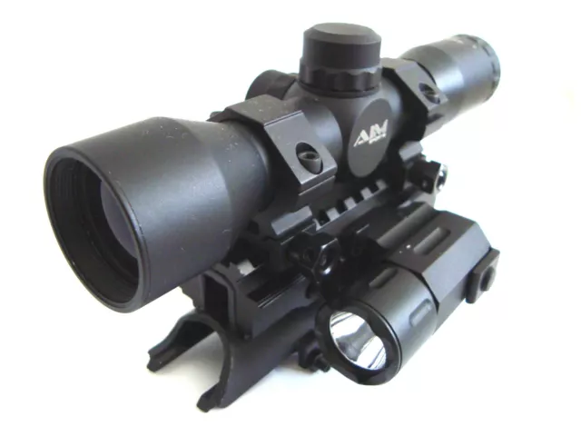 SKS 4X32 Mil Dot Scope with Tactical Red Laser, Flashlight and Tri-rail Mount