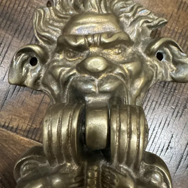 Antique Solid Brass/Bronze Baroque Door knocker, Grotesque With Cherubs 3