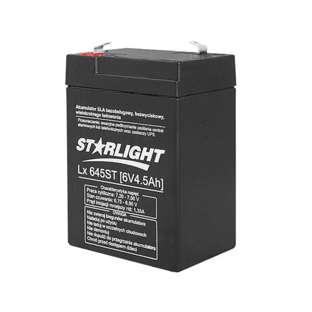 Batterie Gel 6V 4,5Ah Rechargeable AGM sans entretien Starlight