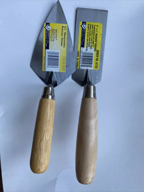 QEP 5-1/2”x 2-7/8” PointingTrowel 92220 & 5”x2” Margin Trowel 42103 Wood Handle