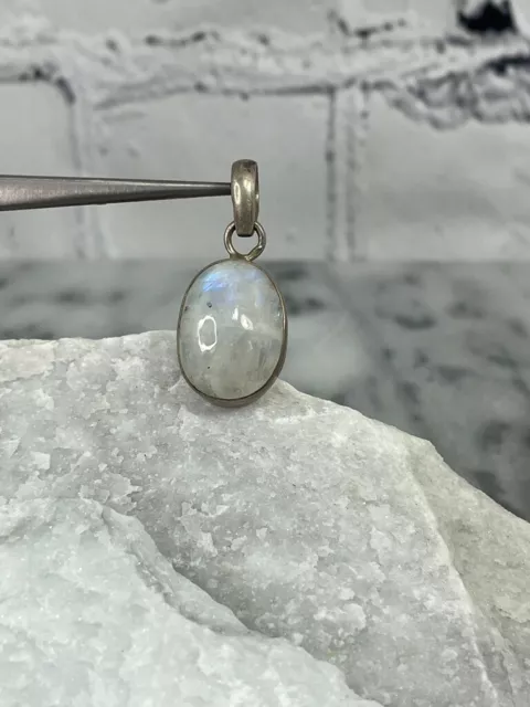 Vintage Sterling Silver 925 MOONSTONE Oval Solid Pendant