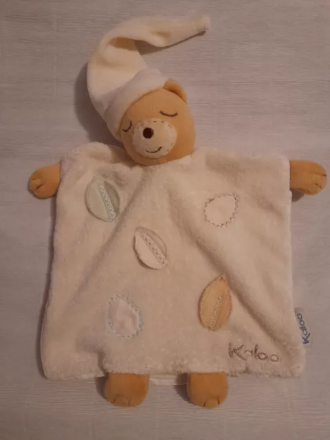 Kaloo Teddy Bear Pure Leaf  Baby Comforter Blanket Soother Hand Puppet Cream