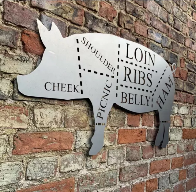 Big PIG Sign Metal Shop Home Animal BBQ Kitchen cafe bar decoration plaque food