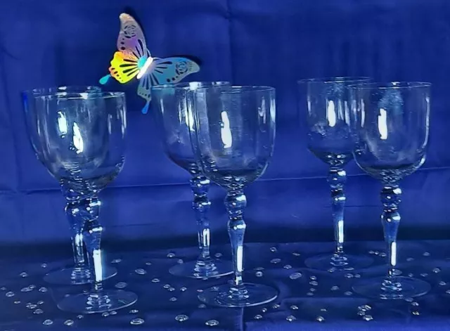 Set of 6 Vintage Lavender Iridescent Glass Wine Stem Glasses