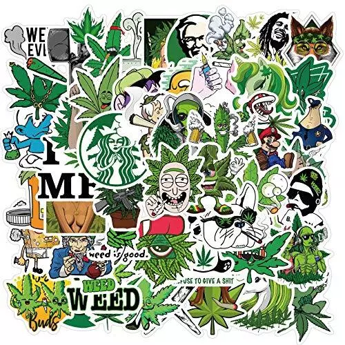 50pcs Weed Smoking Stickers|Vinyl Waterproof Stickers for Laptop,Car Bumper，L...