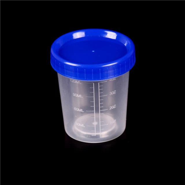 120ml Plastic Specimen Sample Jar Craft Container Urine Pot Cup with Lids YJU Jf