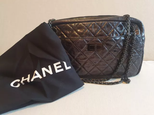 Chanel Black Calfskin Reissue 2.55 Camera Bag at 1stDibs  chanel 2.55  reissue camera bag, chanel camera bag reissue, chanel reissue 2.55 camera  bag