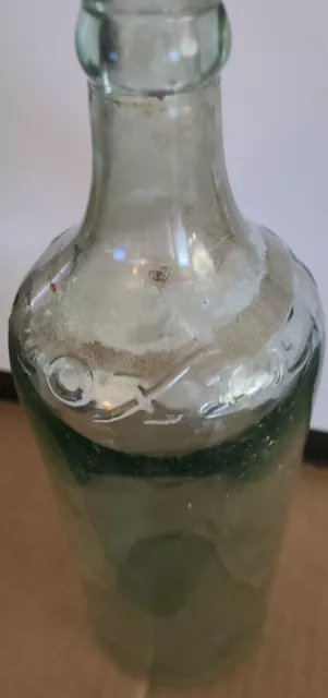 Vintage Moxie Soda Bottle Nerve Food  -  Aqua 10.5"