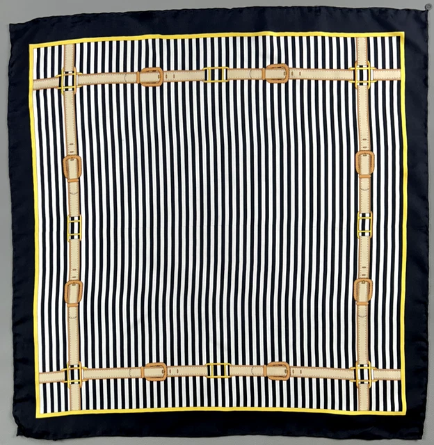 Foulard Carré En Soie 100% Vintage Codello - Italie - Fait Main Rayé Multicolore - Très Bon état