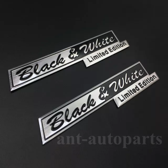 2pcs Aluminum Black & White Limited Edition Car Trunk Decal Sticker Badge Emblem