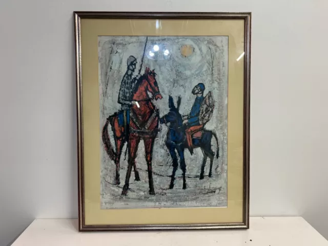 Vintage Mid Century Modern Nissan Engel Don Quixote Signed Lithograph Print