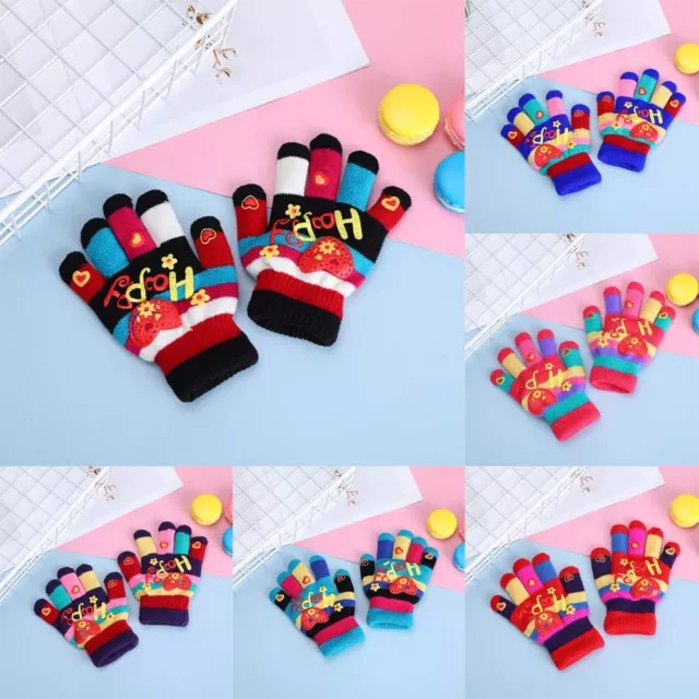 Thick Knitting Mittens Fingerless Mitten Cartoon Winter Warm  Baby Kids