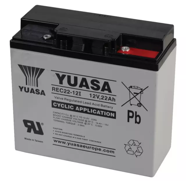 12V 22AH (17AH - 22AH) 18 Holes YUASA REC22-12 YPC22-12 GOLF TROLLEY BATTERY