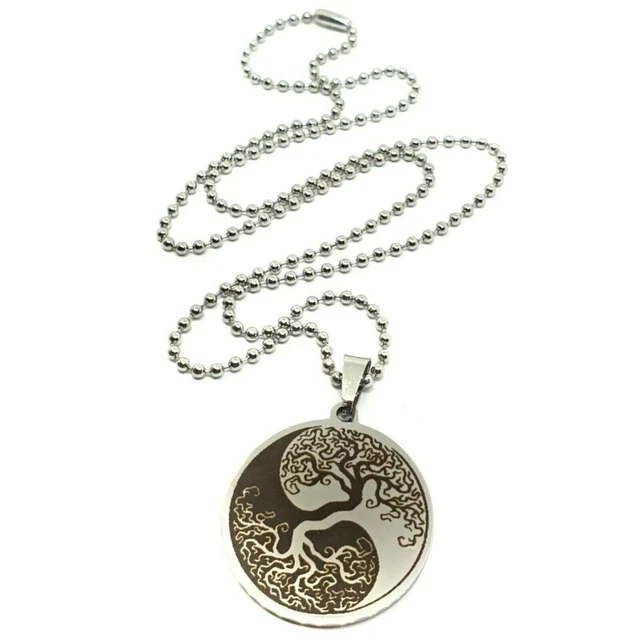 Pendentif Orgonit Doré Yin Yang Noir Blanc - Collier Unisexe 46 Cm Avec Cristaux (Lapis, Tourmaline...) - Orgonika