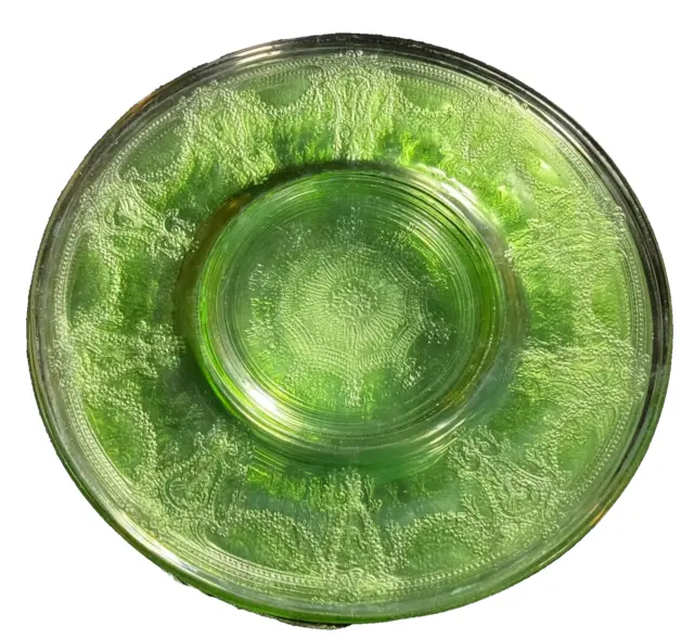 Hocking Set Of 8 Cameo Ballerina Green Depression Glass Sherbet Plates~6 1/4”