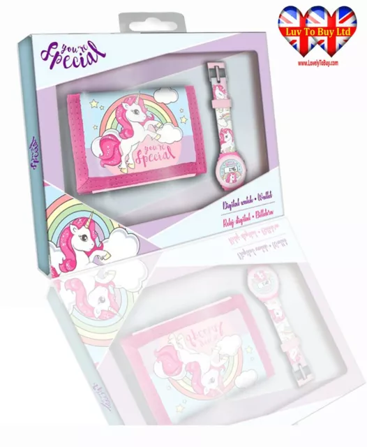 Official Unicorn Digital Watch & Wallet Set in Box,Children Gift Set.