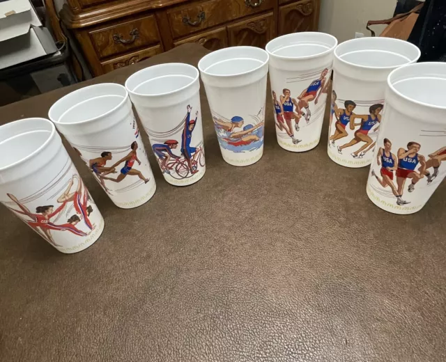 VINTAGE 1988 OLYMPIC Team McDonalds Collectible Cups Set Of 7 Track And