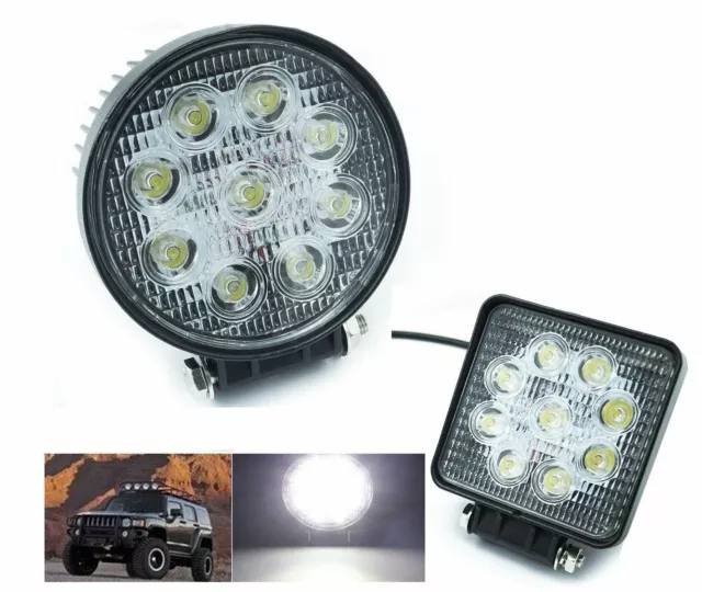 FARO faretto 27 W 9 LED TONDO-QUADRATO per AUTO BARCA nebbia 12V ip67 1€catalogo