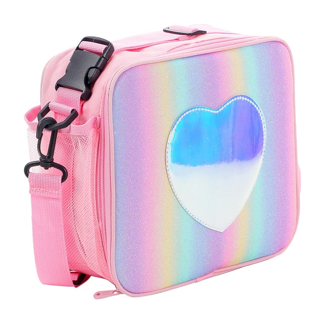 Bolso de Mano Kawaii Térmico Lámina de Aluminio Aislado Niña Almuerzo Escolar (Rosa)