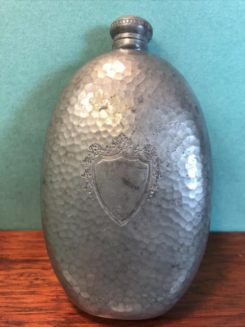 ANTIQUE Dowd-Rogers Co. Wallingford CT HIP FLASK, HAMMERED FINISH