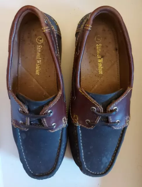 MENS SAMUEL WINDSOR brown and blue deck shoes Size UK 7 14.00 PicClick UK