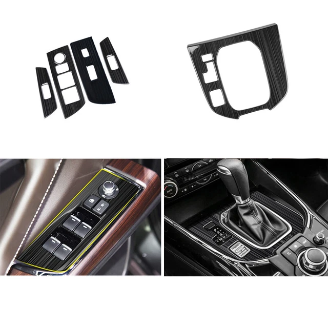 5X Black Titanium Window Lift Shiift Panel Cover Trim For Mazda CX-9 2016-2022