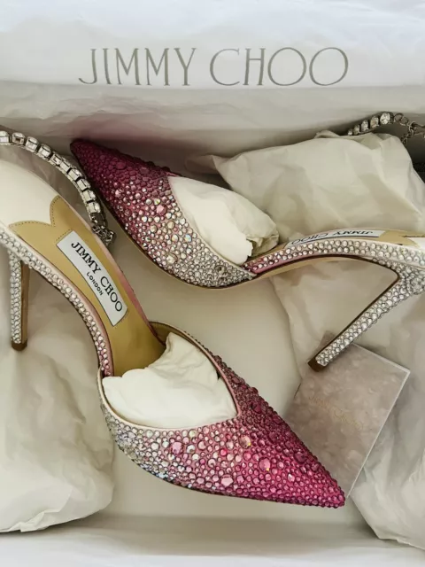 JIMMY CHOO Saeda crystal-embellished 100mm pumps Size US 9 ( EU 39) NEW!$1995