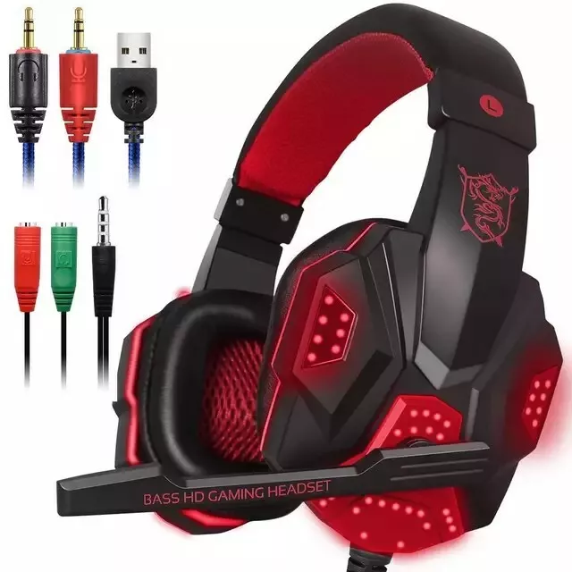 3.5mm Gaming Headset Mic LED Headphones Stereo Bass Surround For PC PS4 Xbox One