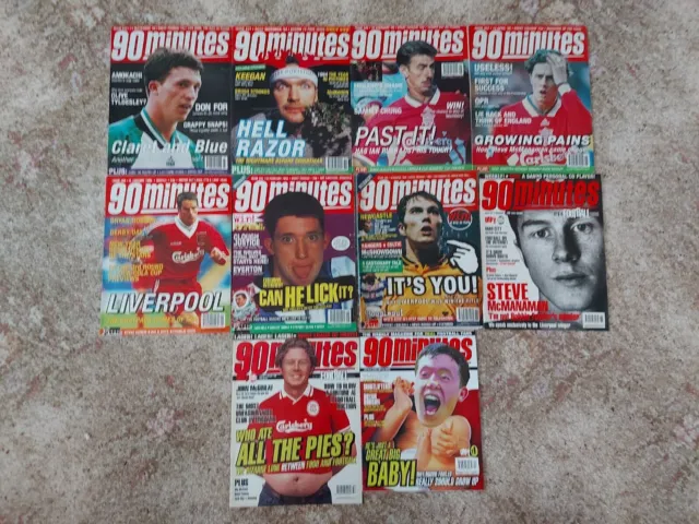 90 minutes 90s Football Magazines x 10 Liverpool SEE PHOTOS FOR ISS NOs