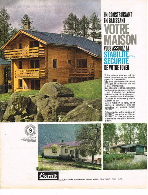 PUBLICITE ADVERTISING  1962   ETERNIT   couverture toit