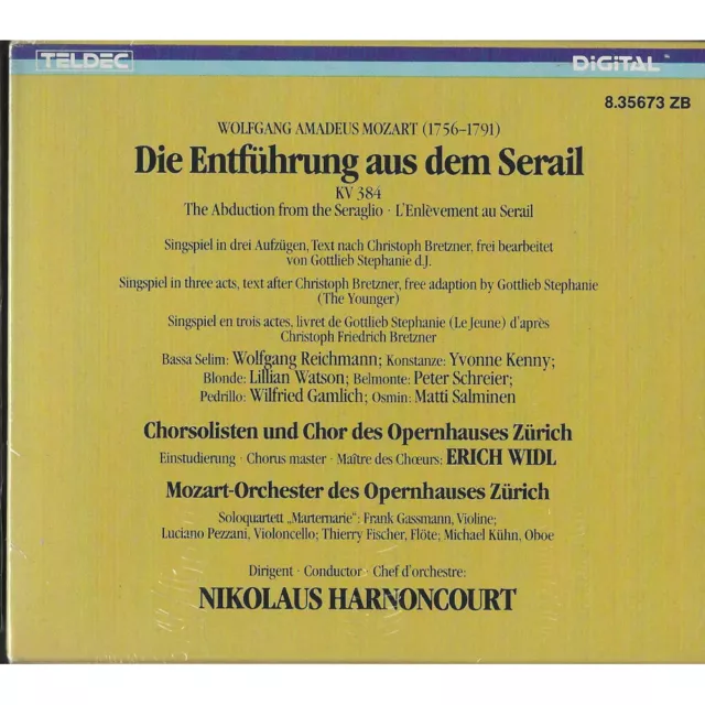 Mozart, Nikolaus Harnoncourt 3CD Die Entführung Aus Dem Serail / Teldec – 8.3567 2