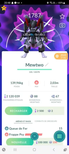 Pokémon Go Mewtwo Armure🦾🦾 LEGENDAIRE🦾🦾 / Mewtwo Armored LEGENDARY Trade