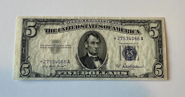 Fr 1656* 1953-A $5 Five Dollars *Star* Silver Certificate Choice Uncirculated