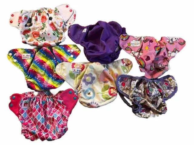 ALVA Happy BeeHinds Elf Diaper Baby Cloth Diaper Covers Lot Of 7 Girl Adjustable