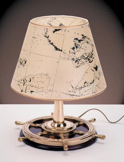 Edle Tischleuchte NETTUNO echtes Messing Pergament H:40cm maritime Design Lampe