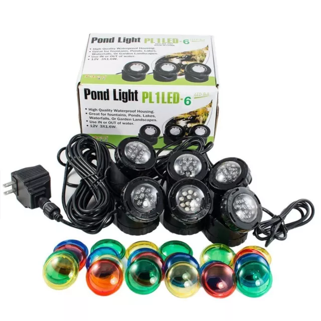 Jebao Submersible 6 pcs 12-Led Pond Lights for Underwater Fountain Pond + Sensor