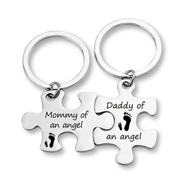 2 Pcs Miscarriage Puzzle Keychain Set Baby Memorial Jewelry for Infant Loss