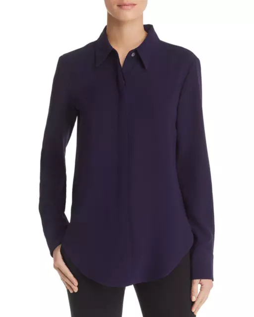 NWT Theory Sunaya Crepe Shirt Blouse Storm Navy Size P(XS), S $235