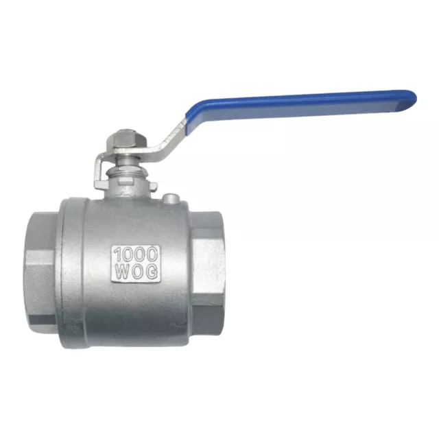 2" Full Port Ball Valve with Blue Vinyl Handle New Stainless Steel