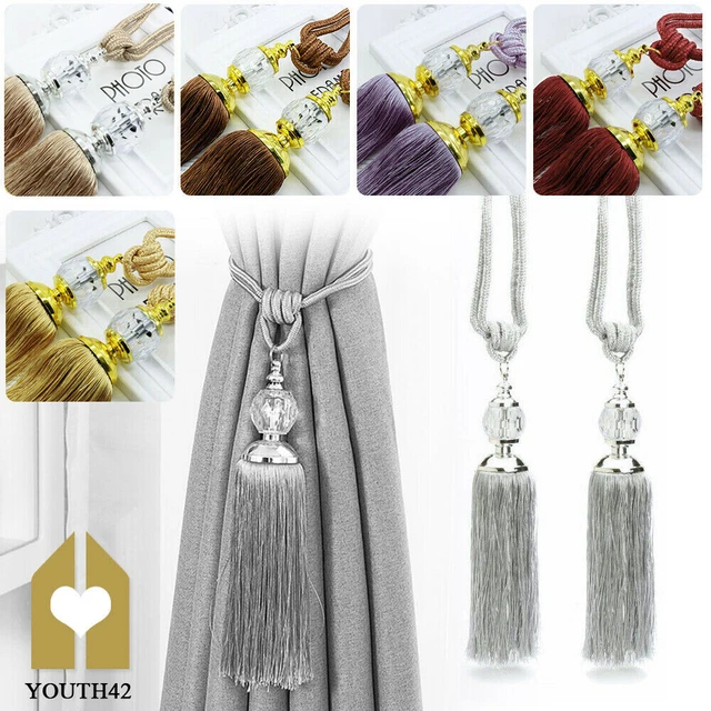 Holdbacks Rope Pair Luxury Curtain Tie Backs Tassel Tiebacks Beaded Ball Decor