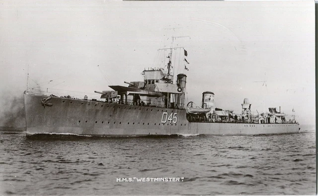 HMS WESTMINSTER (1917) Royal Navy WWI WWII Admiralty W-class destroyer ...