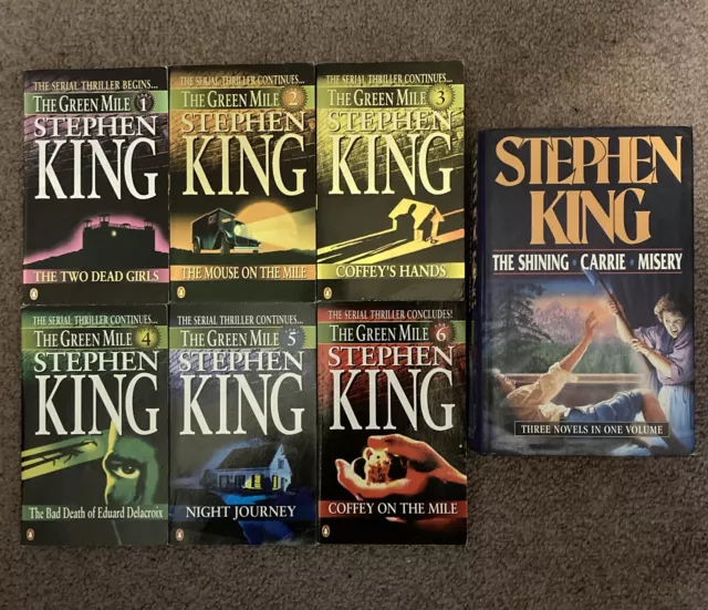 Stephen King The Green Mile 6 Novella Set + Omnibus The Shining, Carrie, Misery