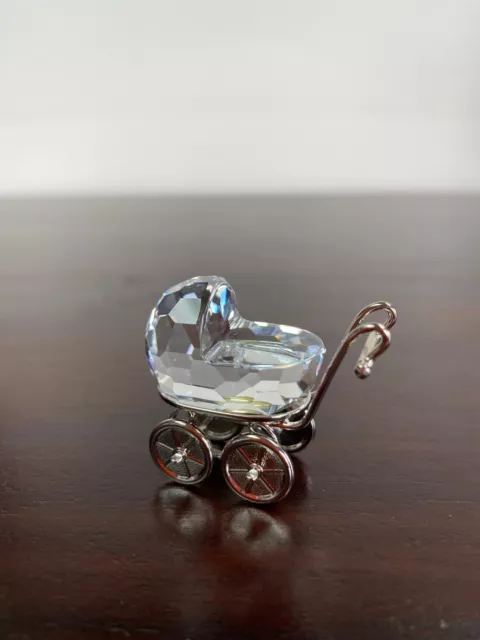 SWAROVSKI CRYSTAL MEMORIES BABY PRAM CARRIAGE Rhodium / Silver Authentic