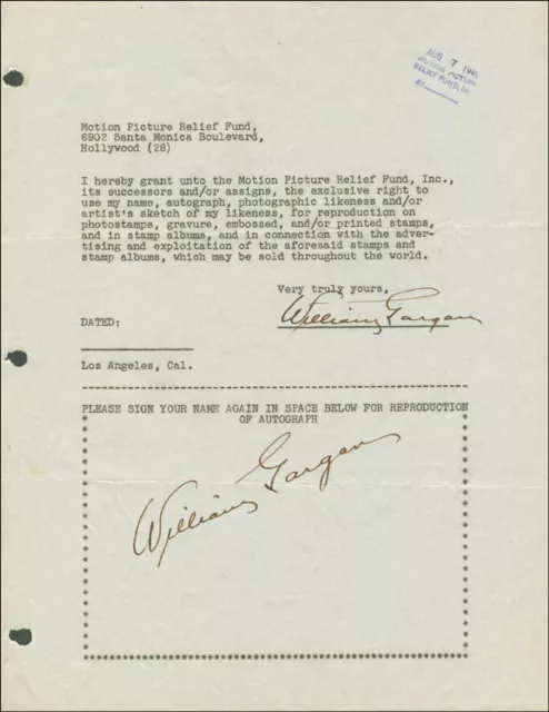 William Gargan - Document Double Signed 08/07/1946
