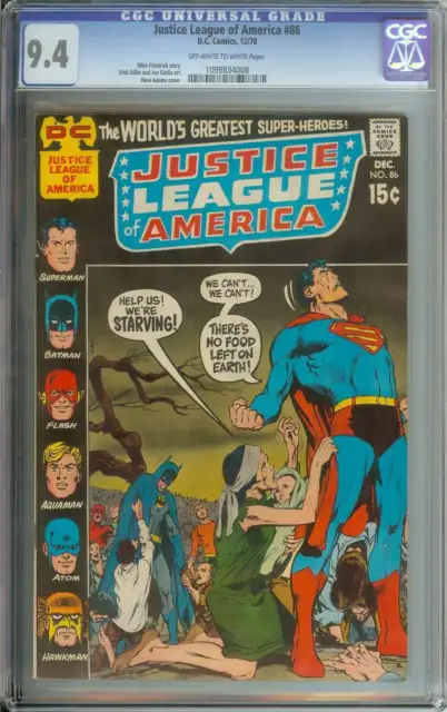 Justice League Of America #86 Cgc 9.4 Ow/Wh Pages