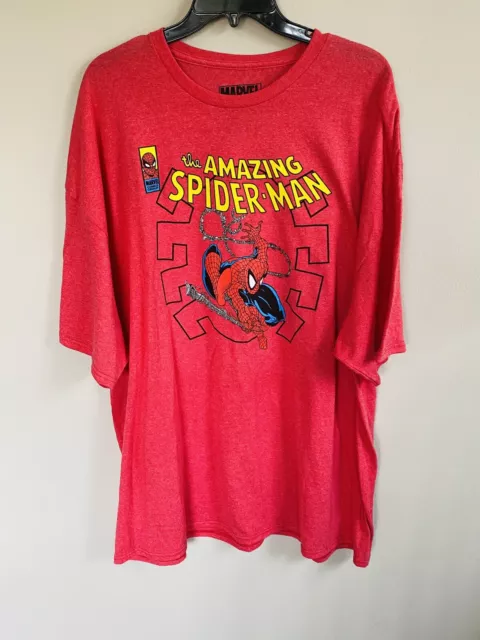 Marvel The Amazing Spider-man Men's T Shirt Mens 2XL Red Graphic Logo Tee