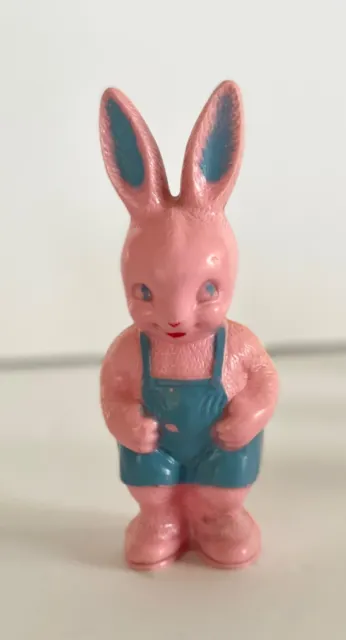 Vintage Irwin Easter Rattle Plastic Easter Bunny Rabbit Pink Blue Clothes