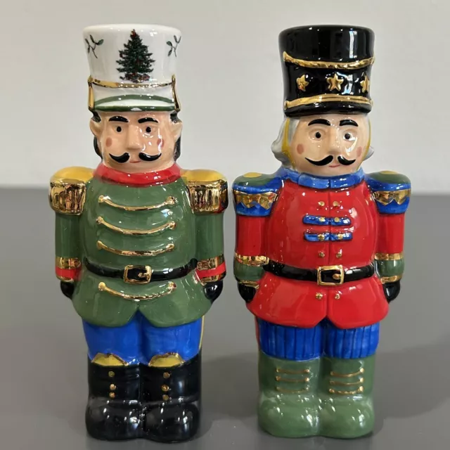 Spode Christmas Tree Nutcracker Soldier Salt & Pepper Shakers 4.5"  Figural