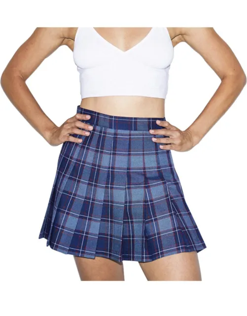 American Apparel Women's Plaid Tennis Skirt - Blue Plaid, Size M